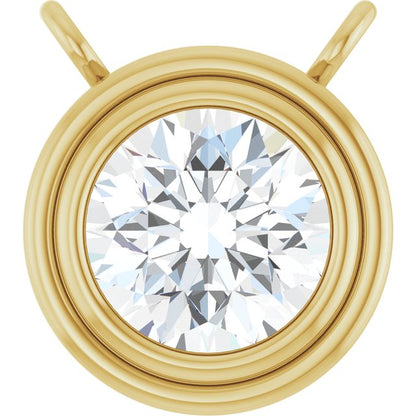 14K White 3/8 CT Lab-Grown Diamond Bezel Set Pendant Center