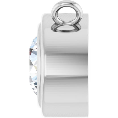 14K White 3/8 CT Lab-Grown Diamond Bezel Set Pendant Center