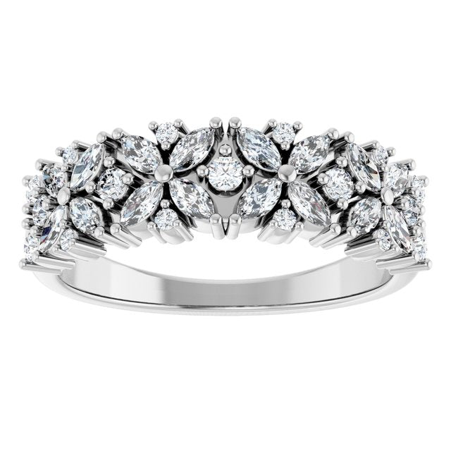 14k-white-5/8-ctw-lab-grown-diamond-floral-anniversary-band