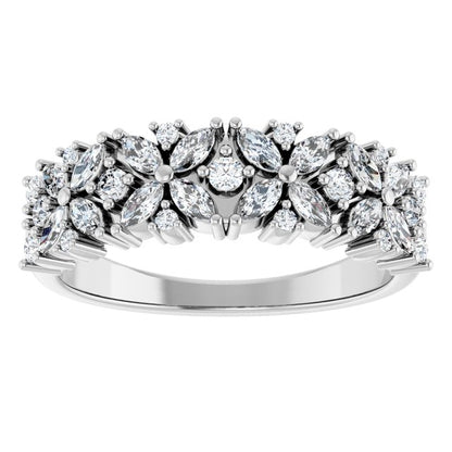 14k-white-5/8-ctw-lab-grown-diamond-floral-anniversary-band