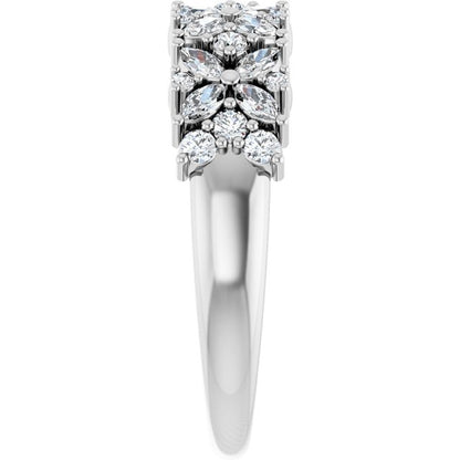 14k-white-5/8-ctw-lab-grown-diamond-floral-anniversary-band