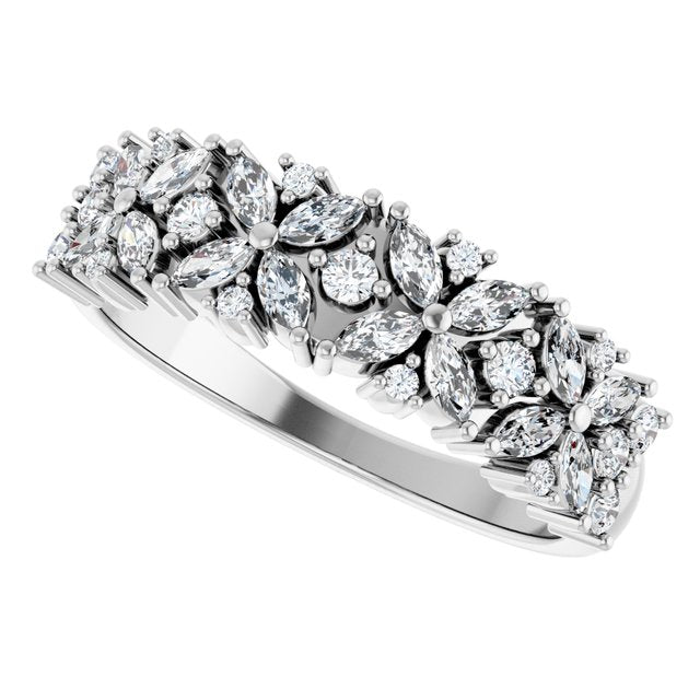 14k-white-5/8-ctw-lab-grown-diamond-floral-anniversary-band