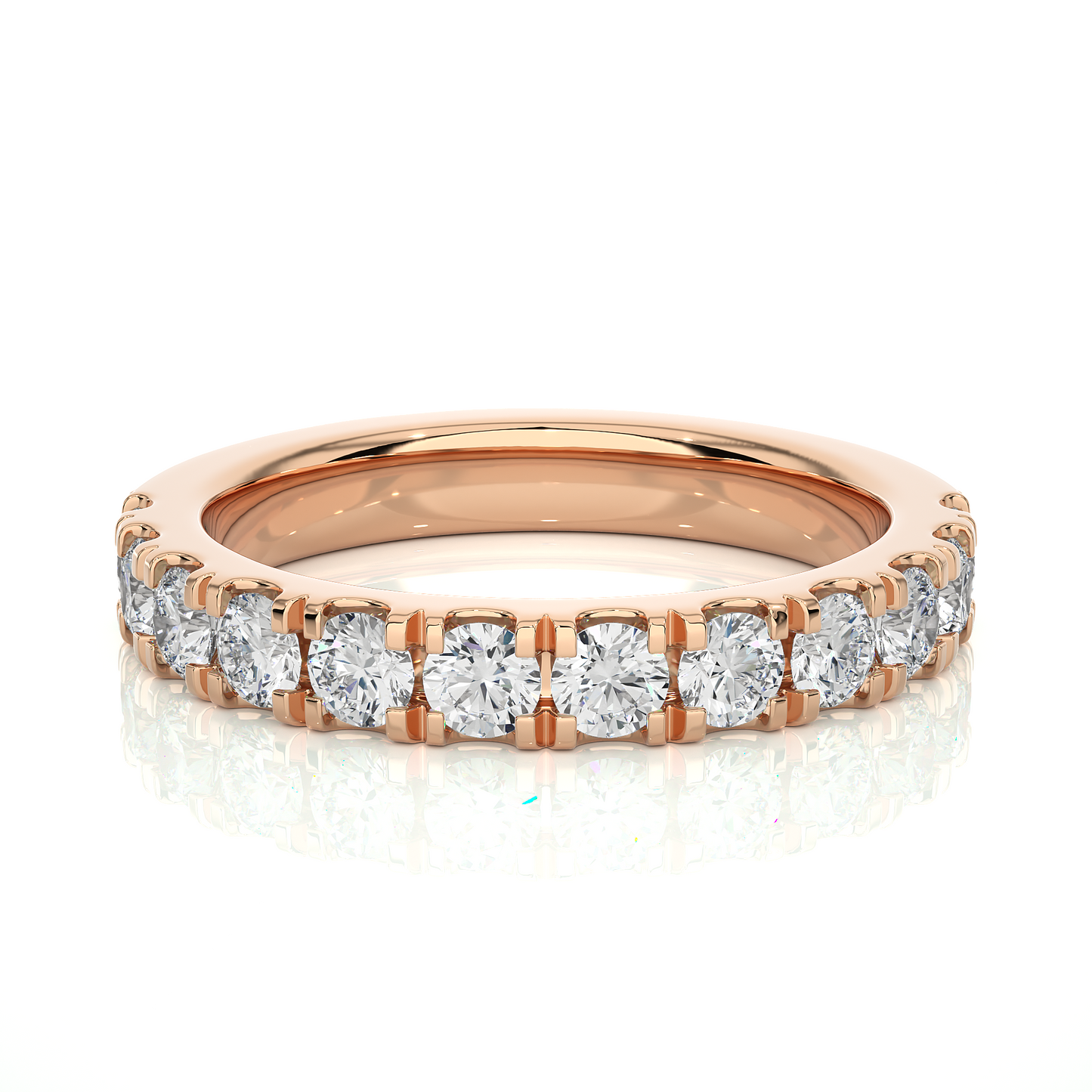 14K White Gold Round Diamond Wedding Eternity Band Elegant Yet Budget-Friendly with labgrown Diamond - HIGHCARAT DIAMONDS