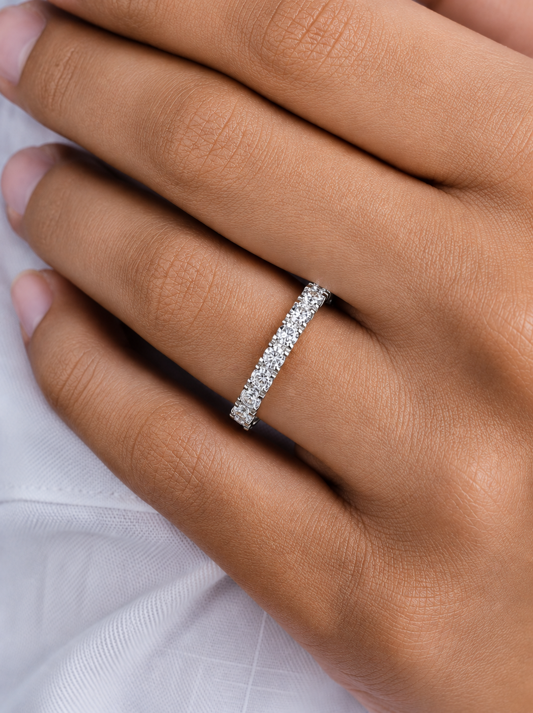 14K White Gold Round Diamond Wedding Eternity Band Elegant Yet Budget-Friendly with labgrown Diamond - HIGHCARAT DIAMONDS