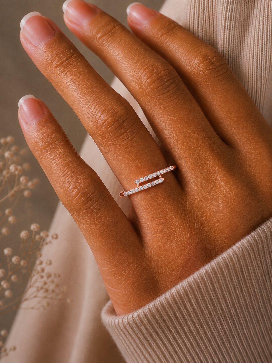 Round Open Wedding Band 14K Solid White Gold Skinny Cuff Ring for Elegant Everyday Wear - HIGHCARAT DIAMONDS