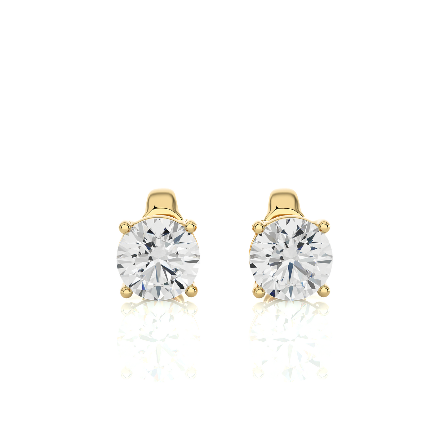 14K White Gold Round Shaped Solitaire Stud Earrings Daily Wearing Gift For Her