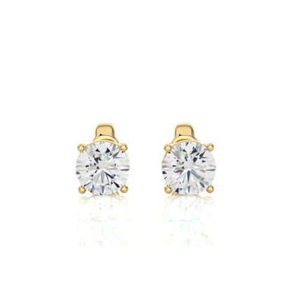 14K White Gold Round Shaped Solitaire Stud Earrings Daily Wearing Gift For Her
