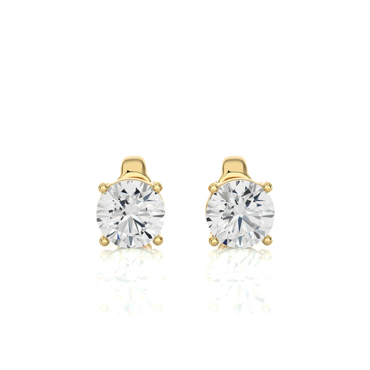 14K White Gold Round Shaped Solitaire Stud Earrings Daily Wearing Gift For Her - HIGHCARAT DIAMONDS