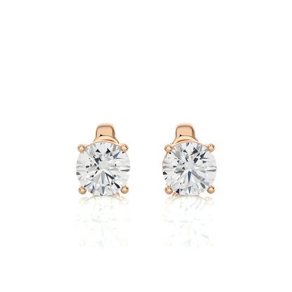 14K White Gold Round Shaped Solitaire Stud Earrings Daily Wearing Gift For Her - HIGHCARAT DIAMONDS
