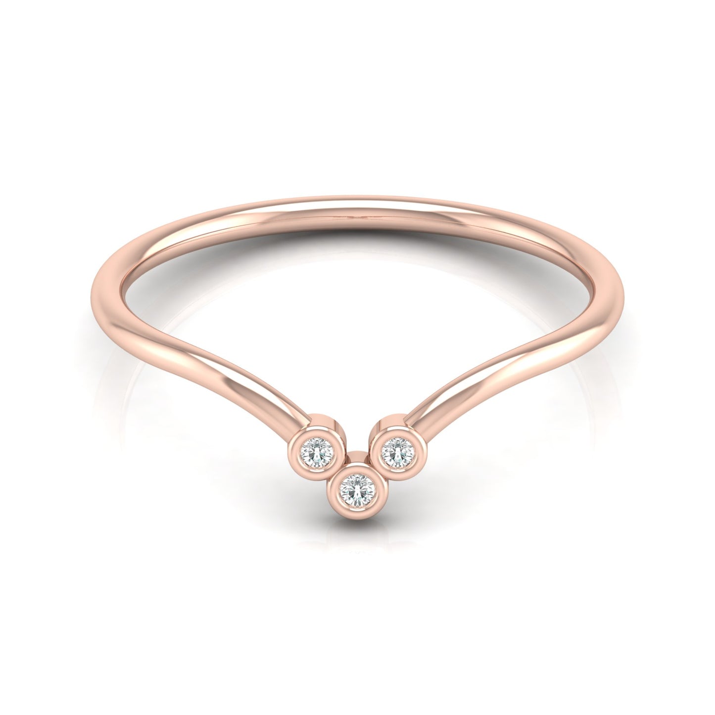 Dainty V-Shape Diamond Ring In 14K Solid White Gold Minimalist & Elegant Stackable Band - HIGHCARAT DIAMONDS