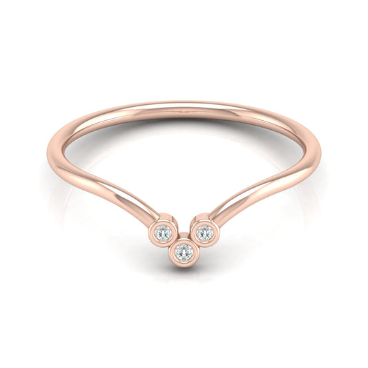 Dainty V-Shape Diamond Ring In 14K Solid White Gold Minimalist & Elegant Stackable Band - HIGHCARAT DIAMONDS