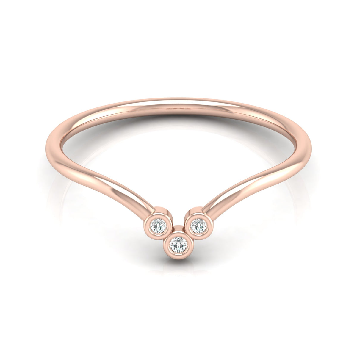 Dainty V-Shape Diamond Ring In 14K Solid White Gold Minimalist & Elegant Stackable Band - HIGHCARAT DIAMONDS
