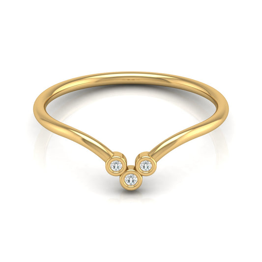Dainty V-Shape Diamond Ring In 14K Solid White Gold Minimalist & Elegant Stackable Band - HIGHCARAT DIAMONDS