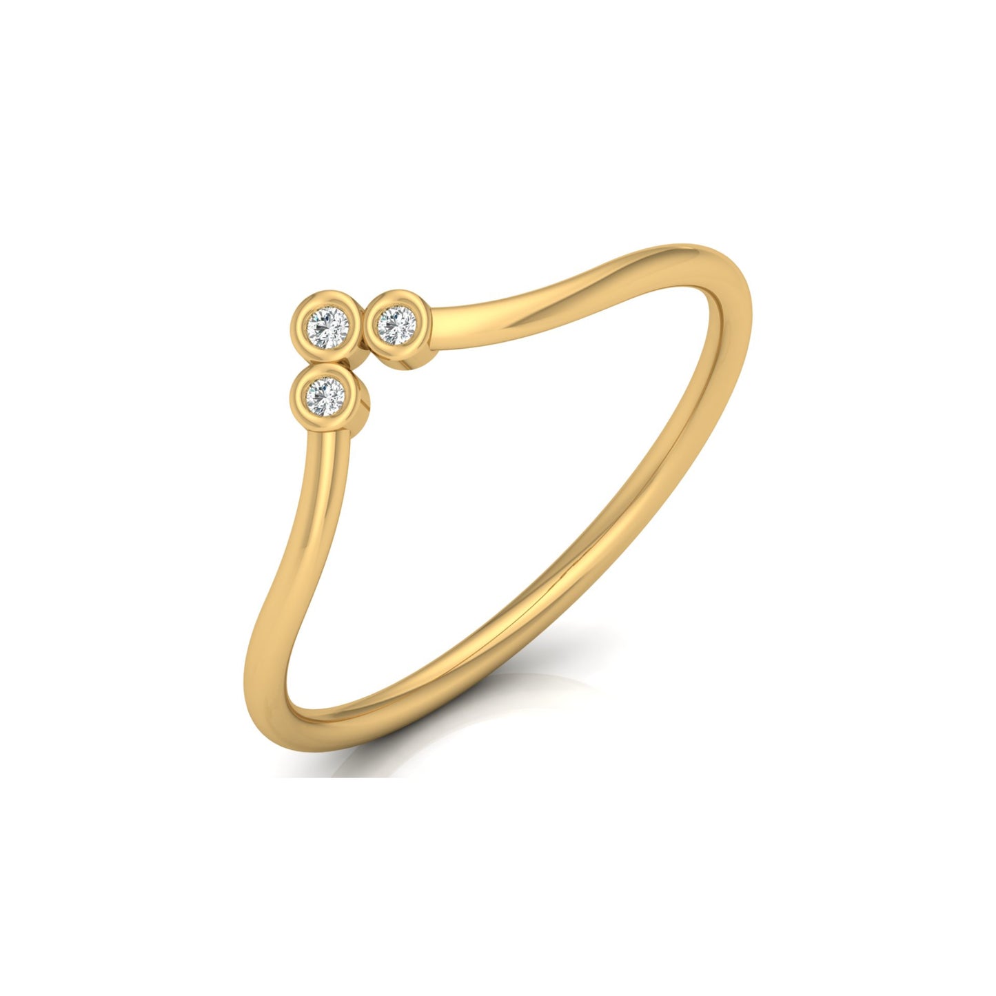 Dainty V-Shape Diamond Ring In 14K Solid White Gold Minimalist & Elegant Stackable Band - HIGHCARAT DIAMONDS