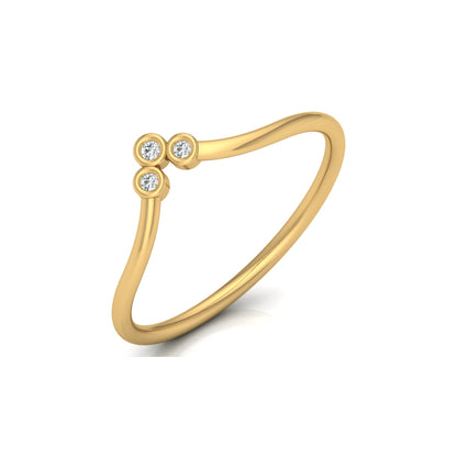 Dainty V-Shape Diamond Ring In 14K Solid White Gold Minimalist & Elegant Stackable Band - HIGHCARAT DIAMONDS