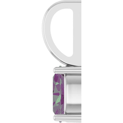 14K White  Lab-Grown Alexandrite Charm/Pendant