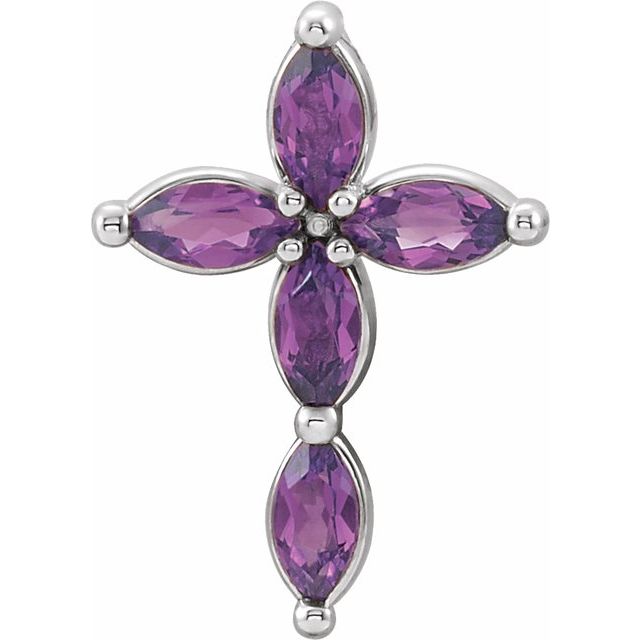 14K White Lab-Grown Alexandrite Cross Pendant