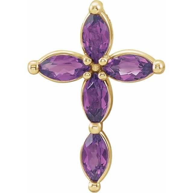 14K White Lab-Grown Alexandrite Cross Pendant