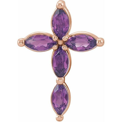 14K White Lab-Grown Alexandrite Cross Pendant