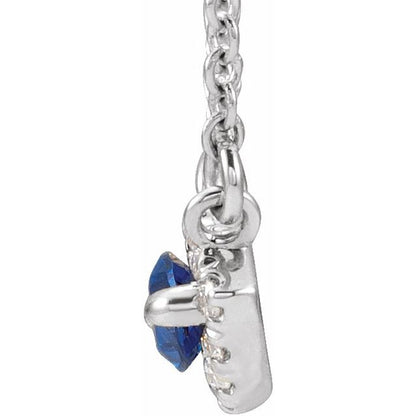 14k-white-lab-grown-blue-sapphire-&-.05-ctw-natural-diamond-halo-style-16"-necklace