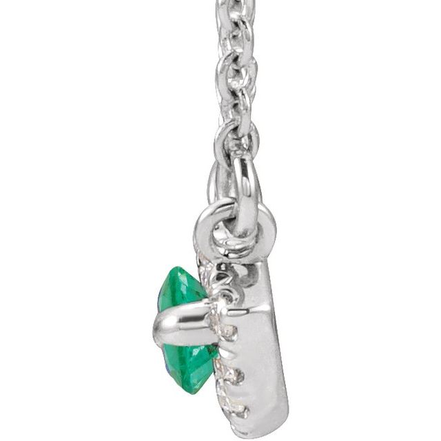 14k-white-lab-grown-emerald-&-.05-ctw-natural-diamond-halo-style-16"-necklace
