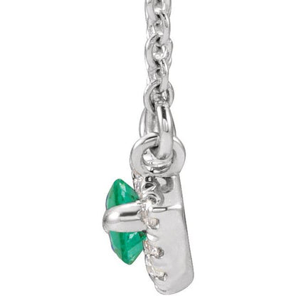 14k-white-lab-grown-emerald-&-.05-ctw-natural-diamond-halo-style-16"-necklace