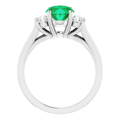 14k-white-lab-grown-emerald-&-1/4-ctw-natural-diamond-ring