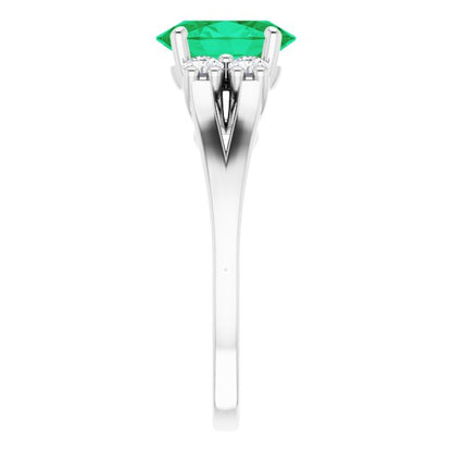 14k-white-lab-grown-emerald-&-1/4-ctw-natural-diamond-ring