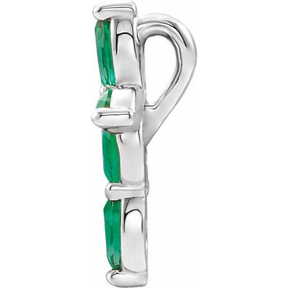 14k-white-lab-grown-emerald-cross-pendant