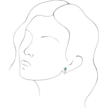 14k-white-lab-grown-emerald-floral-j-hoop-earrings
