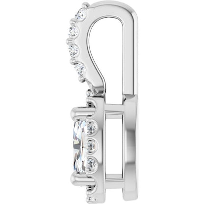 14K White Lab-Grown Moissanite & .04 CTW Natural Diamond Halo-Style Pendant