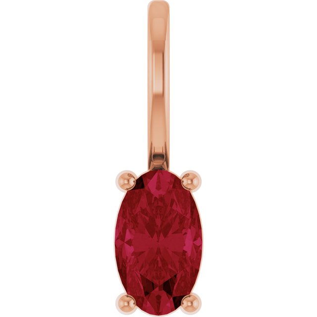 14K White  Lab-Grown Ruby Charm/Pendant