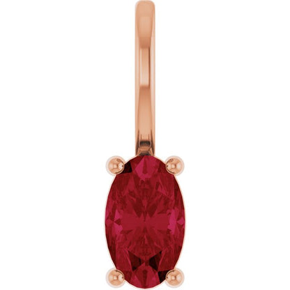 14K White  Lab-Grown Ruby Charm/Pendant