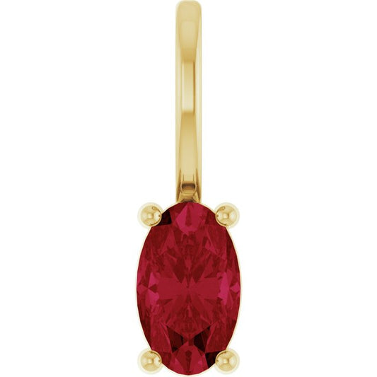 14K White  Lab-Grown Ruby Charm/Pendant