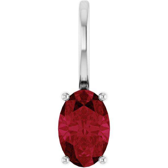 14K White  Lab-Grown Ruby Charm/Pendant