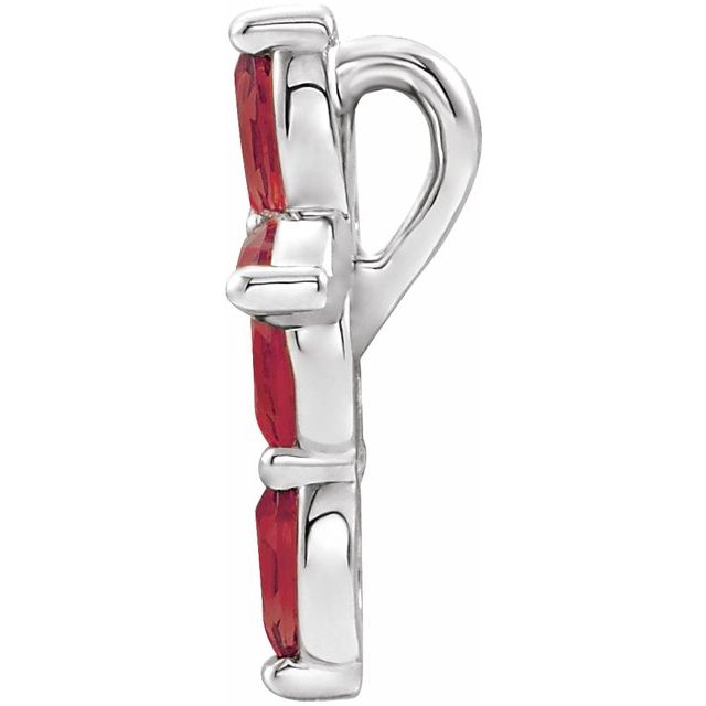 14K White Lab-Grown Ruby Cross Pendant