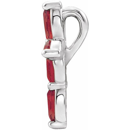 14K White Lab-Grown Ruby Cross Pendant