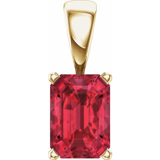 14K White Lab-Grown Ruby Pendant