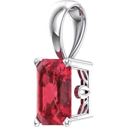 14K White Lab-Grown Ruby Pendant