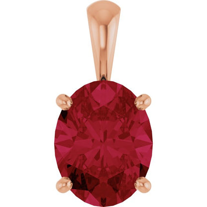 14K White Lab-Grown Ruby Pendant