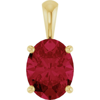 14K White Lab-Grown Ruby Pendant