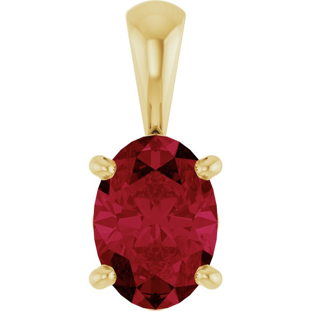 14K White Lab-Grown Ruby Pendant
