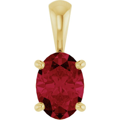 14K White Lab-Grown Ruby Pendant