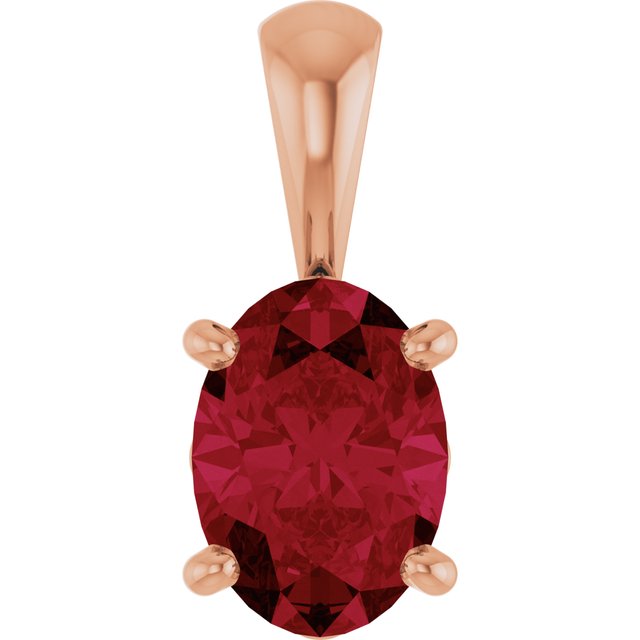 14K White Lab-Grown Ruby Pendant