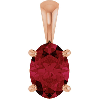 14K White Lab-Grown Ruby Pendant