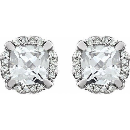 14k-white-lab-grown-white-sapphire-&-1/10-ctw-natural-diamond-earrings