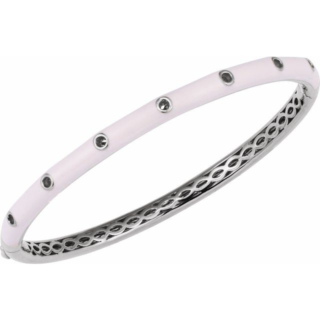 14k-white--round-pink-enamel-bangle-7"-bracelet-mounting