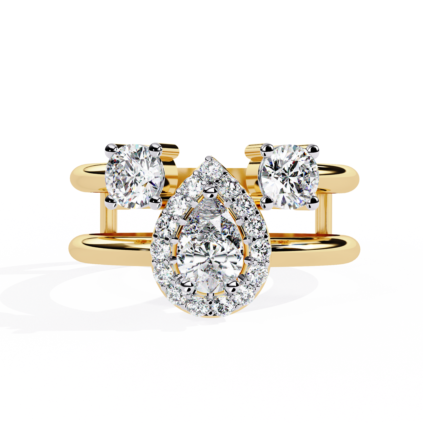 14k Yellow Gold Pear And Round Cut Lab Grown Diamond Classic Dainty Vintage Annivrasry Ring Gift For Her - HIGHCARAT DIAMONDS