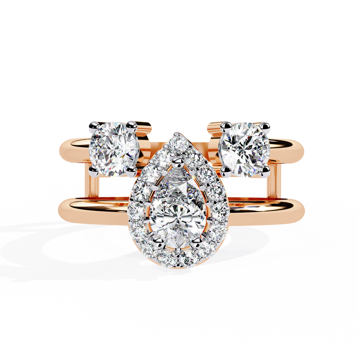 14k Yellow Gold Pear And Round Cut Lab Grown Diamond Classic Dainty Vintage Annivrasry Ring Gift For Her - HIGHCARAT DIAMONDS