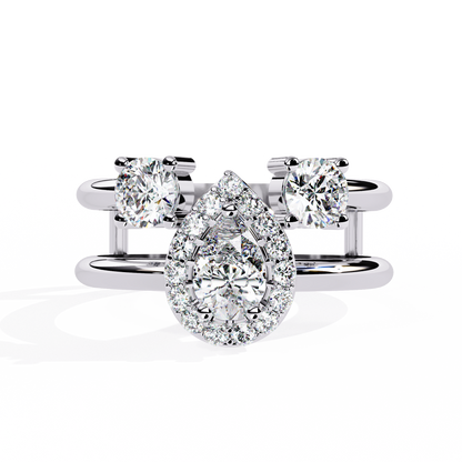 14k Yellow Gold Pear And Round Cut Lab Grown Diamond Classic Dainty Vintage Annivrasry Ring Gift For Her - HIGHCARAT DIAMONDS